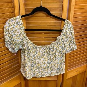 Nordstrom | “ASTR T Label” white and lemon pattern bustier top